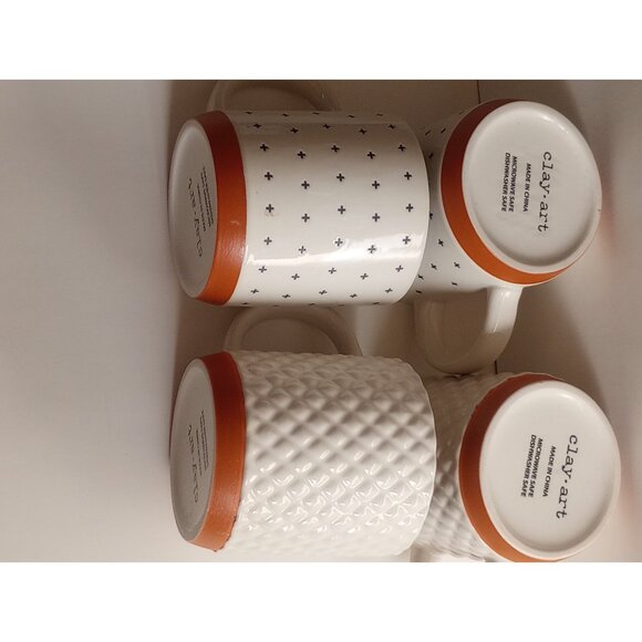 Clay Art White Dot And Textured Mug Set Of 4 - Picture 2 of 3